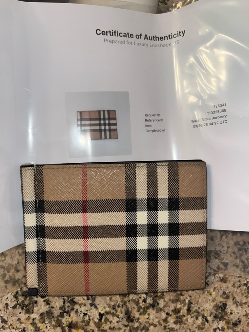Burberry Check Bifold Wallet - W/ COA